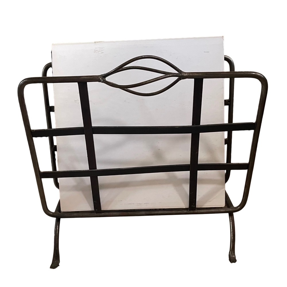 Vtg 70s MCM Wire Stand Magazine Rack LP Record Vinyl Holder Display organizer